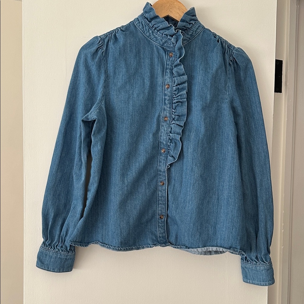 Sezane Blue Button Down Shirt